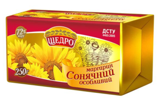 Маргарин Щедро Сонячний особливий 72%, 250г